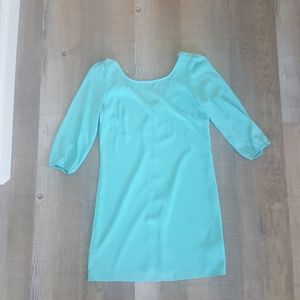 Bright blue mini dress with zippered back